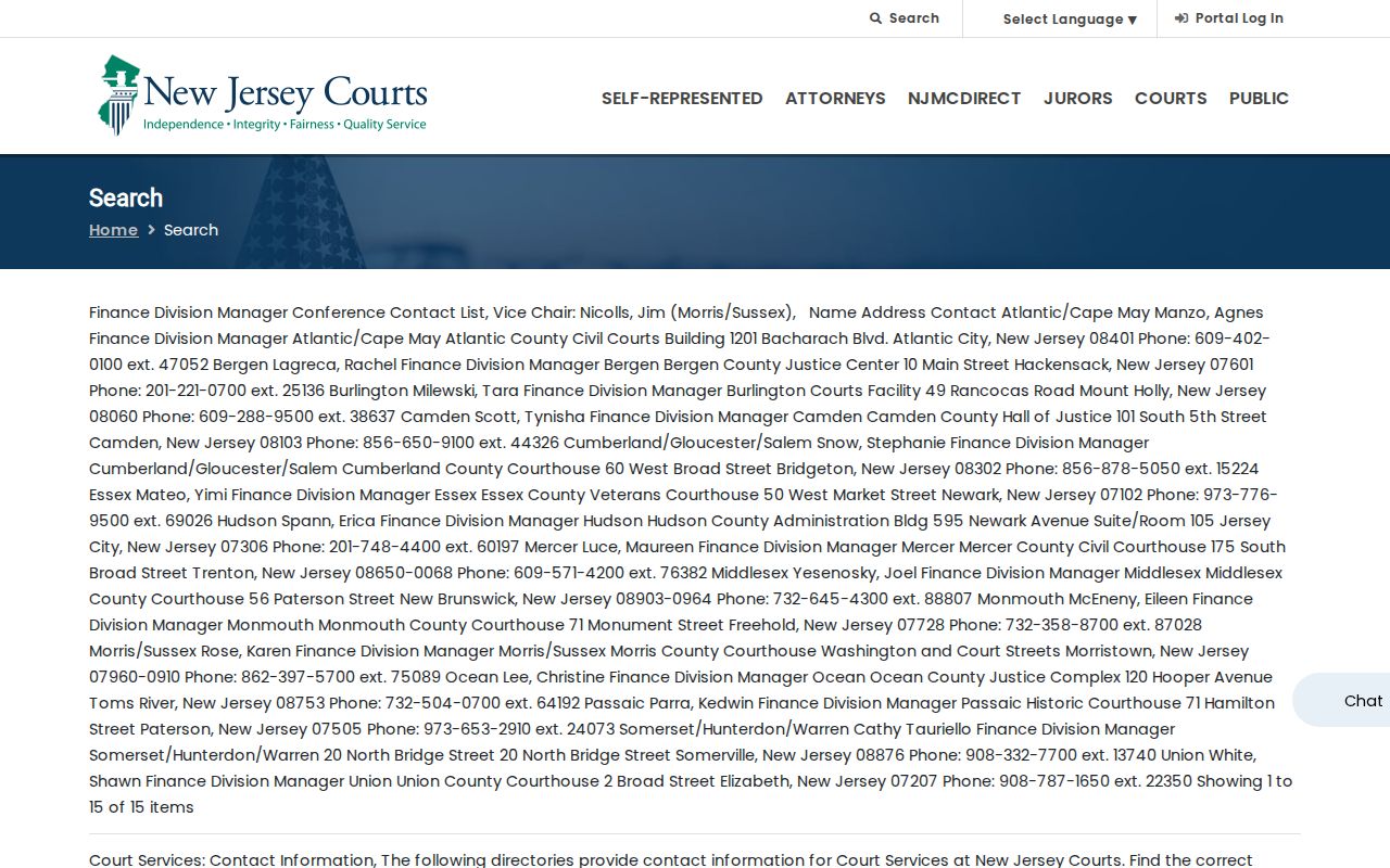 Cliffside Park residents directory New Jersey Judiciary search landing page