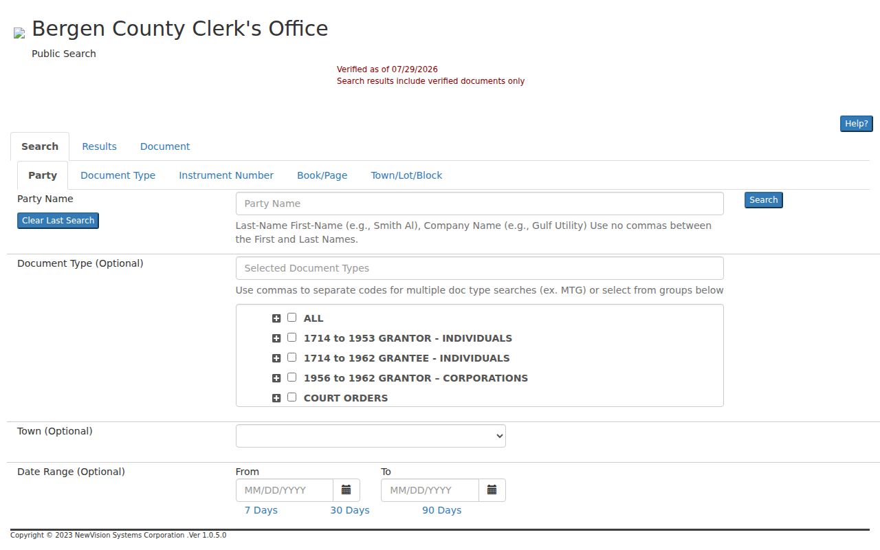 Cliffside Park previous residents Bergen County BrowserView deed search