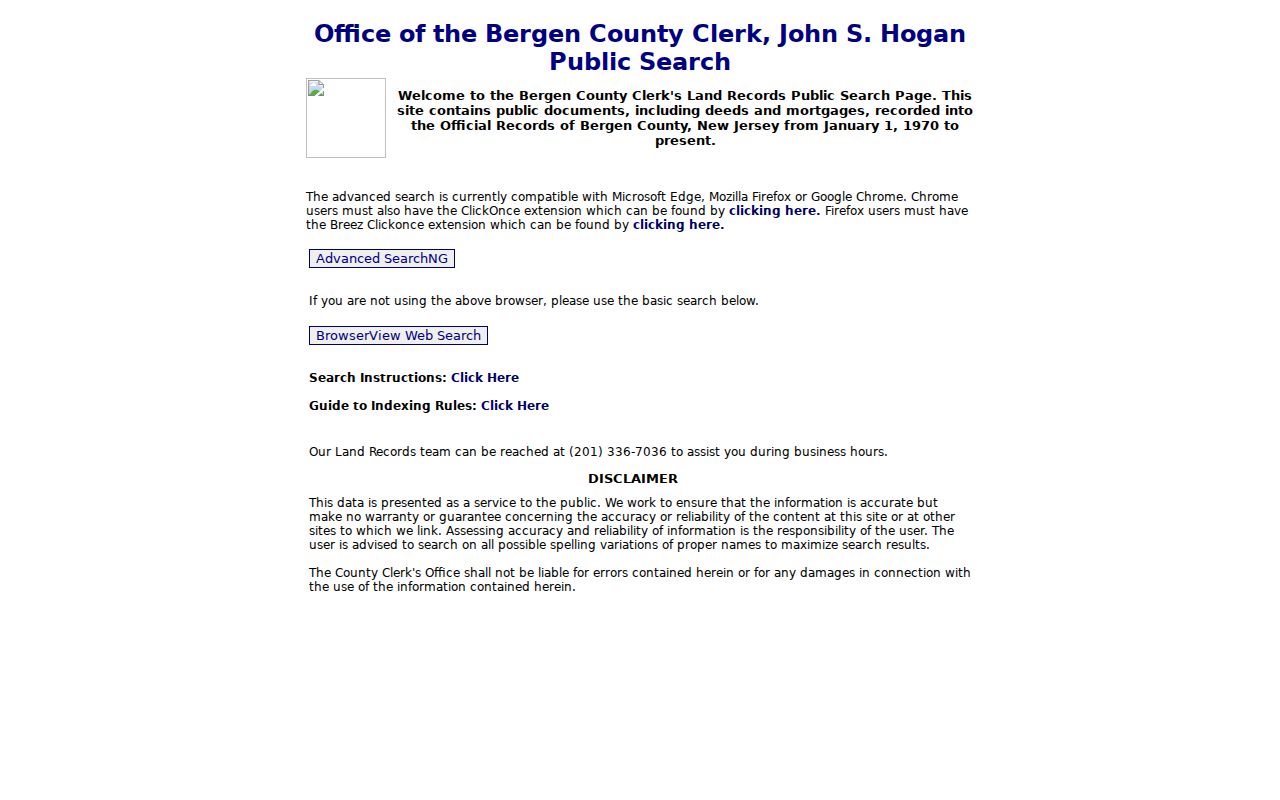 Cliffside Park street directory Bergen County land records search